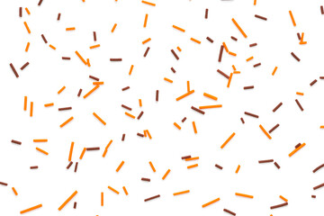 trendy pattern of orange sprinkles isolated on white for concept of Halloween party background of design banner, poster, flyer, card, postcard, cover, brochure