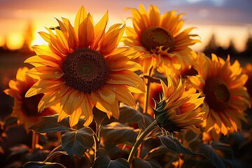 Unveil the extraordinary elegance of a single sunflower amidst a field of its peers, its petals an artist's palette of stunning shades, embodying both the harmony and individuality that nature so beau