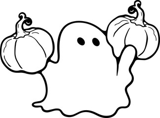 Retro Ghost Halloween t-shirt design. Cute cartoon. vintage 