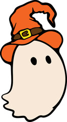 Retro Ghost Halloween t-shirt design. Cute cartoon. vintage 