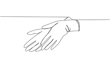 Medical gloves, protection, hygiene, sterility, medical supplies, equipment one line art. Continuous line drawing of medication, clinical, disposable, tool, surgery