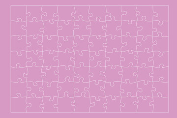 Set of puzzle pieces isolated on pink background.Vector illustration