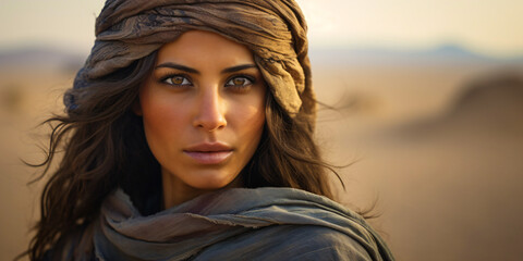 Fototapeta premium portrait of a beautiful woman covered in a oriental chador in mysterious mood 