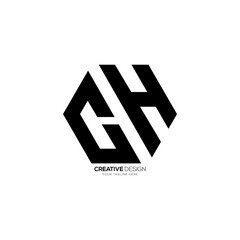 Letter Ch with modern hexagonal shape abstract monogram unique logo