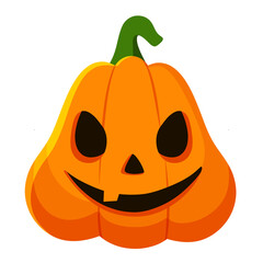 Funny face spooky halloween pumpkin illustration on transparent background