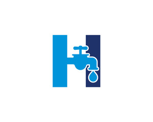 Letter H and Faucet Logo Design 001