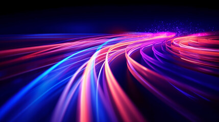 Futuristic abstract background, colorful neon lines, waves, neon glow on a dark background, AI generated..sea, palm trees, neon
