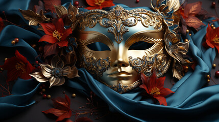 Buntes Fest: Karnevalsmaske mit Platz für Dekoration - obrazy, fototapety, plakaty