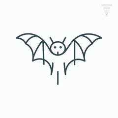 Bat animal outline icon. Halloween and holiday, flying animal. Isolated vector illustration