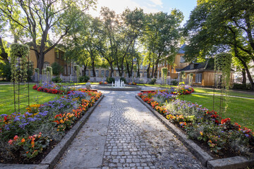 Stiftsgårds parken is a park adjacent to Stiftsgården (built for Cecilie Christine Schøller in the years 1774-1778.) in Midtbyen in Trondheim.,Trondheim city,Norway