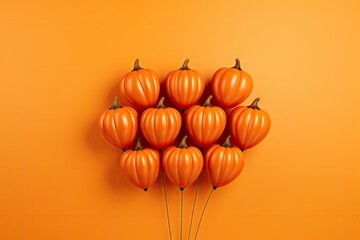 Orange balloons with shape of pumpkins for Halloween decoration
