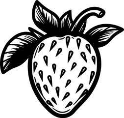 Strawberry - Black and White Isolated Icon - Vector illustration