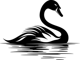 Swan - Black and White Isolated Icon - Vector illustration
