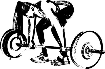 vector sketch of the fit female weight lifter athlete lifting weights