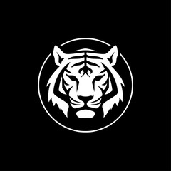 Tiger - Black and White Isolated Icon - Vector illustration