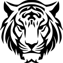 Fototapeta premium Tiger - Black and White Isolated Icon - Vector illustration