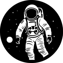Astronaut | Black and White Vector illustration