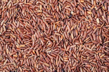 Flat lay close up of delicious and healthy Red Rice