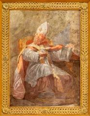 Tuinposter GENOVA, ITALY - MARCH 7, 2023: The of  fresco of St. Ambrose in the church Chiesa di San Sisto by  Francesco Gauthier or brother Luigi (1854). © Renáta Sedmáková