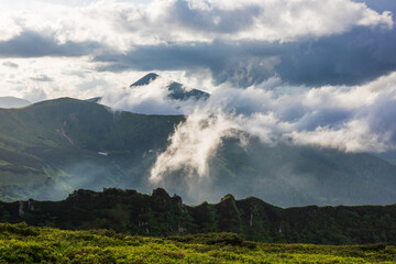 Fog and clouds in the Carpathians.