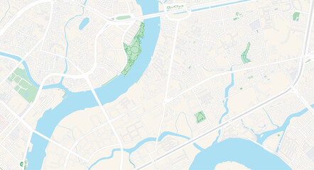 Fototapeta na wymiar abstract background with lines. Map in Retro Style. Outline Map. urban map in saigon, vietnam. vintage color for illustration map. Central District 1 of Saigon or Ho Chi Minh City Map, thu thiem