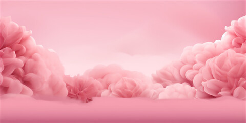Pink carnations flowers on pastel pink background with copy space, ai generated