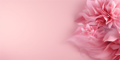Pink carnations flowers on pastel pink background with copy space, ai generated