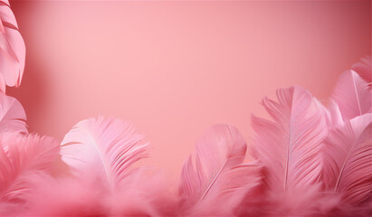 Coral pink textured feather background, ai generated