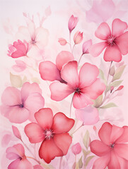 Watercolor illustration of pastel pink flowers, ai generated
