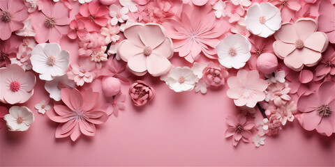 Fototapeta na wymiar 3d illustration of pastel pink flowers, ai generated