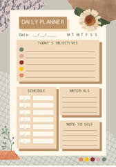 Beige Collage Teacher Daily Planner
