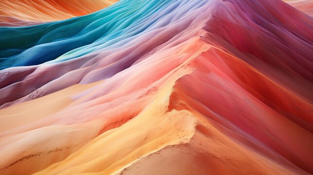 Symphony of Colorful Sands: Different colored sands flowing together to create a vibrant and harmonious landscape | generative AI
