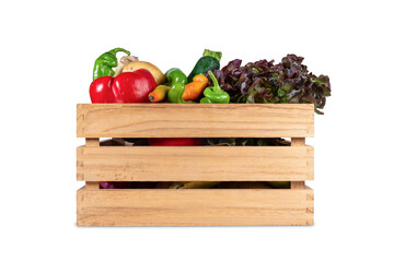 Wooden box full of fresh vegetables
