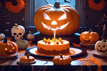 Pumpkin cake is an indispensable part of a Halloween party. Generative AI