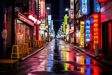 night city street - obrazy, fototapety, plakaty