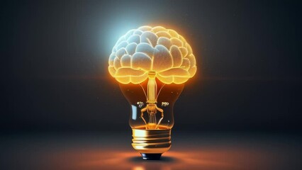 A light bulb with a glowing brain