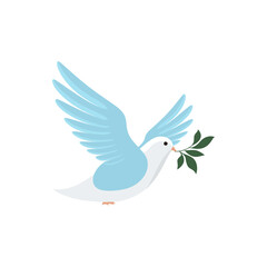 Dove with olive branch.Symbol of peace. Bird, dove holds a branch of a plant on a white background. Vector illustration