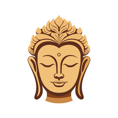 face of buddha in color, flat style on white background. Vector illustration