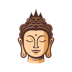 face of buddha in color, flat style on white background. Vector illustration