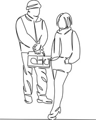 girl and boy with boombox