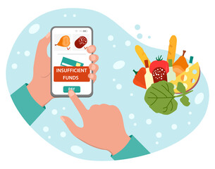 People Online Shopping Order No Money crisis Pay