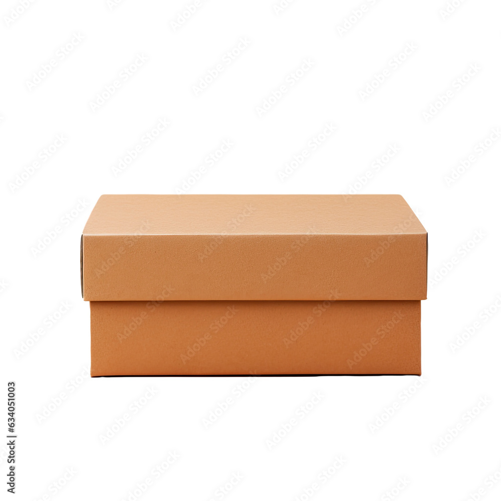 Poster brown paper box on transparent background with clipping path