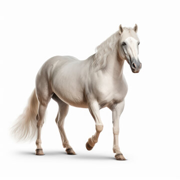 White horse isolated on white background, AI Generated © miro