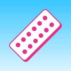 Medical Pills sign. Cerise pink with white Icon at picton blue background. Illustration.