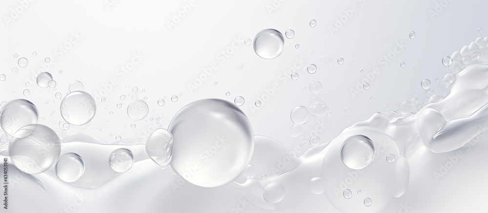Aufkleber foamy texture of a skincare cleanser with soap bubbles on a white background and empty space