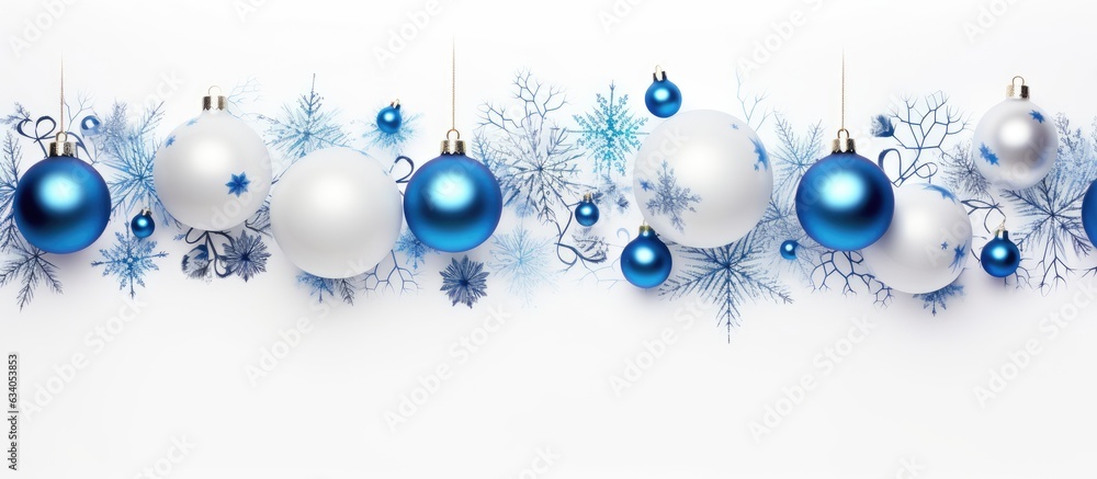 Wall mural blue ornaments on a christmas border