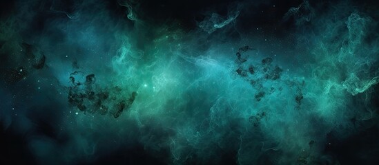 Fototapeta na wymiar Blue and green glittery steam blending on a dark abstract background