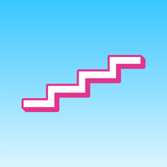 Stair up sign. Cerise pink with white Icon at picton blue background. Illustration.