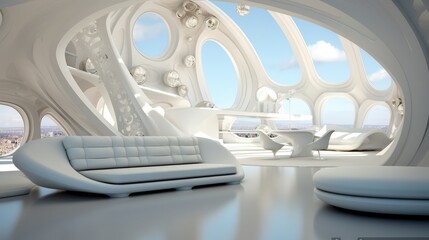 Futuristic White Design Interior Room