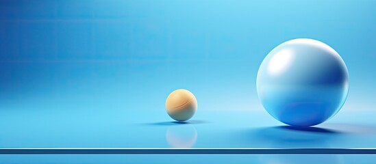 Table tennis ball is bouncing on blue